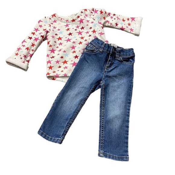 Girl's Gap Sweatshirt & The Children's Place Jeans Size 18-24 Months - Picture 1 of 10